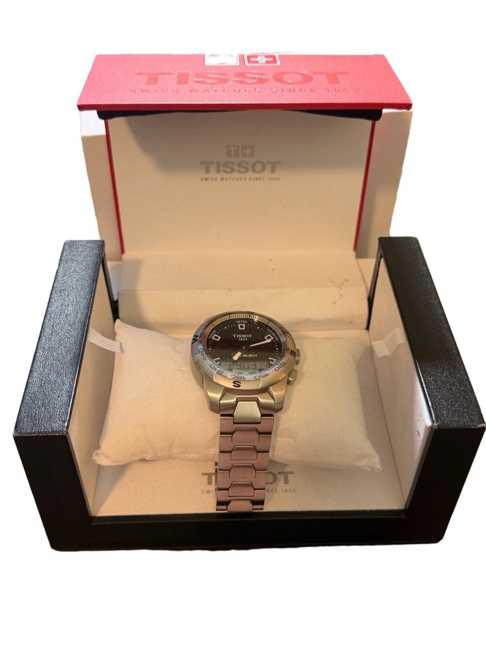 Tissot T-Touch Titanium Men's Watch Analog Digital Swiss Made With Box